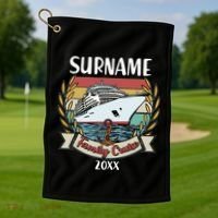 Personalized Custom Name And Year Family Cruise Golf Towel thumb 1