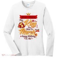 Personalized Custom Name This King Was Born In March Happy Birthday To Me Women's Long Sleeve Shirt thumb 0