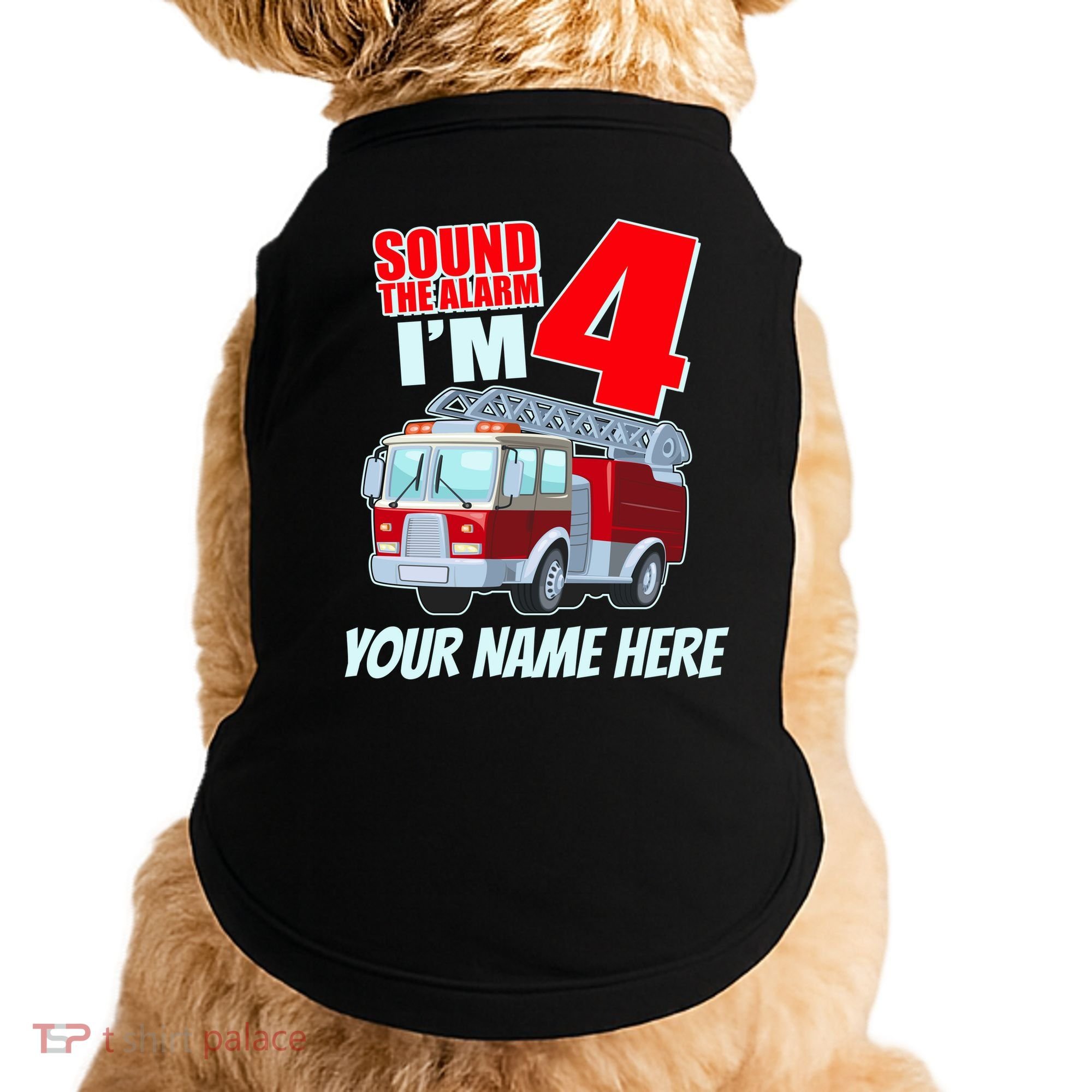 Personalized Custom Name Cute Funny Sound The Alarm I'm 4 Four Doggie Tank