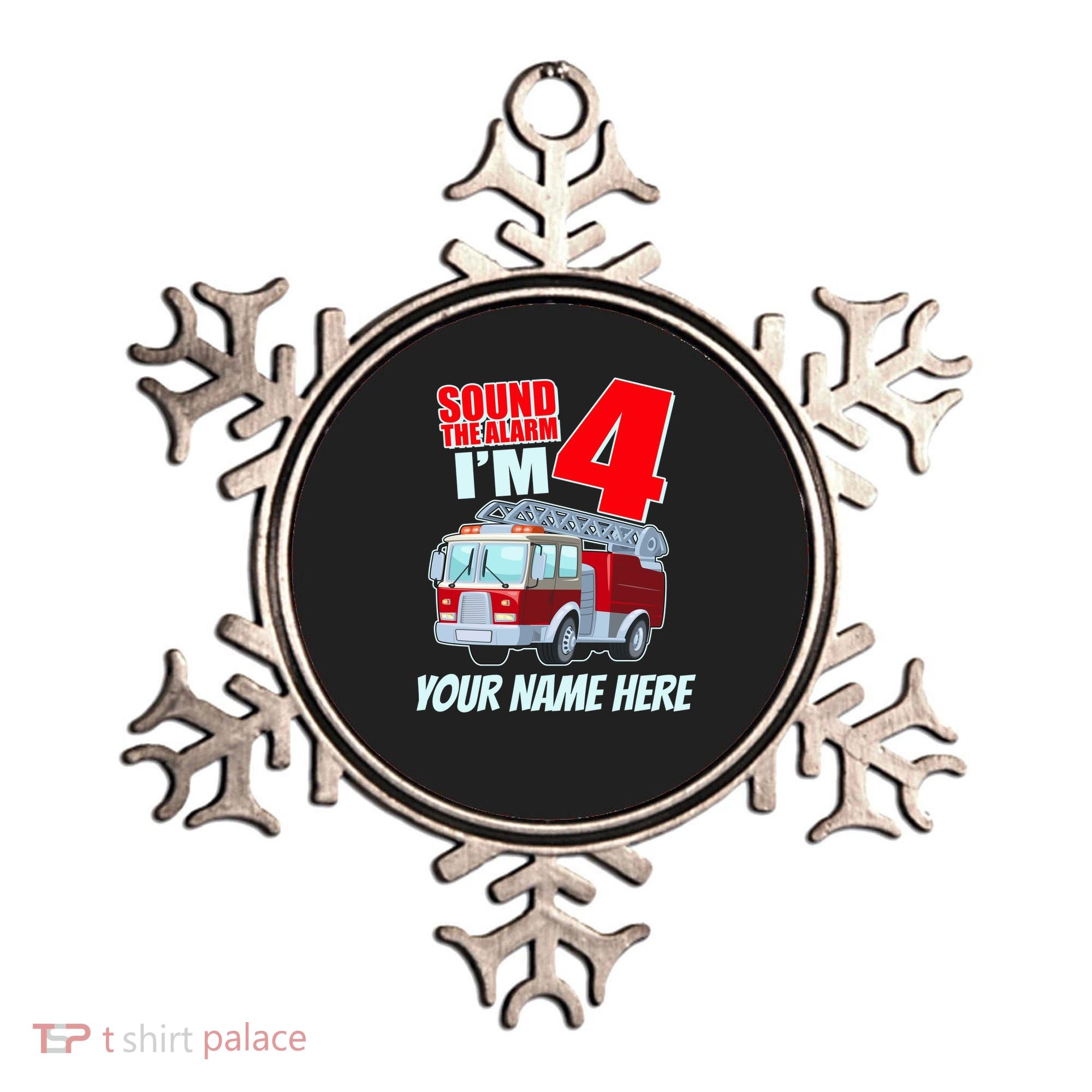Personalized Custom Name Cute Funny Sound The Alarm I'm 4 Four Ornament