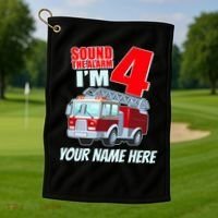 Personalized Custom Name Cute Funny Sound The Alarm I'm 4 Four Golf Towel thumb 1