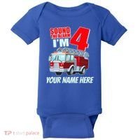 Personalized Custom Name Cute Funny Sound The Alarm I'm 4 Four Baby Bodysuit thumb 0
