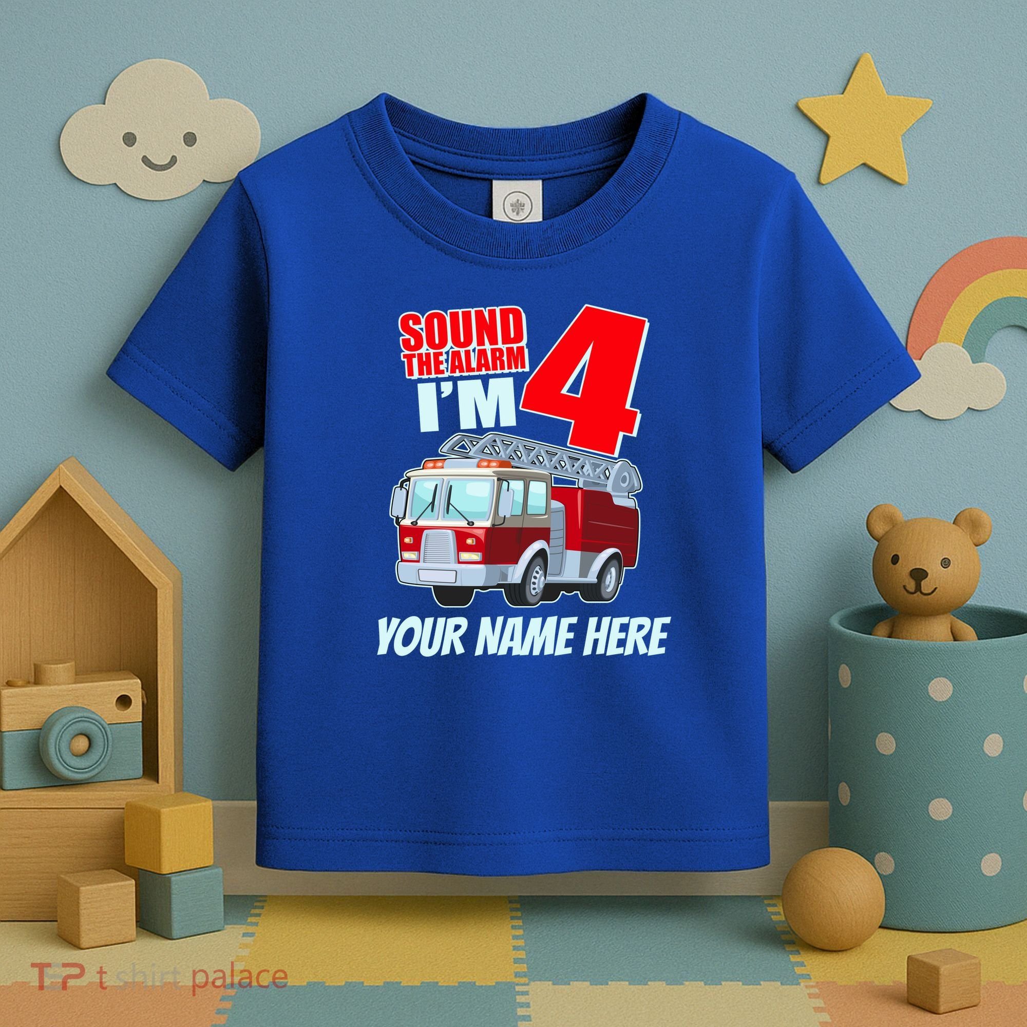 Personalized Custom Name Cute Funny Sound The Alarm I'm 4 Four Toddler T-Shirt