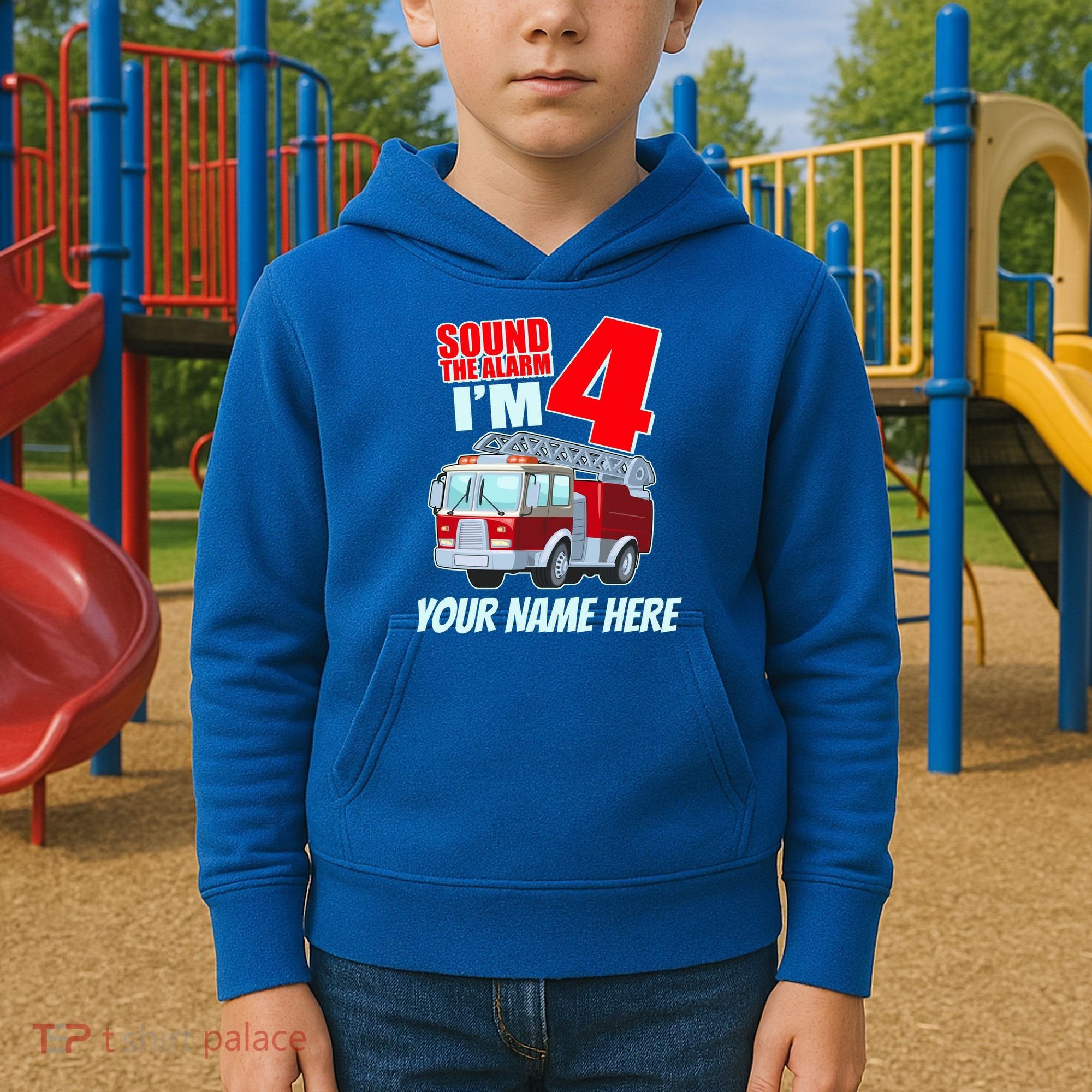 Personalized Custom Name Cute Funny Sound The Alarm I'm 4 Four Kids Hoodie