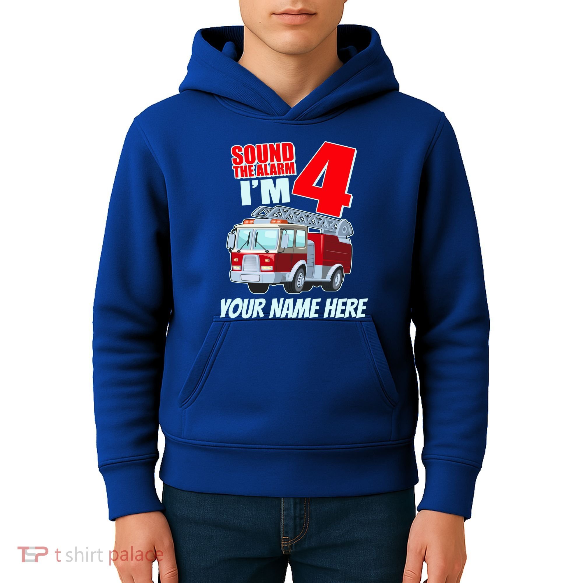 Personalized Custom Name Cute Funny Sound The Alarm I'm 4 Four Kids Hoodie