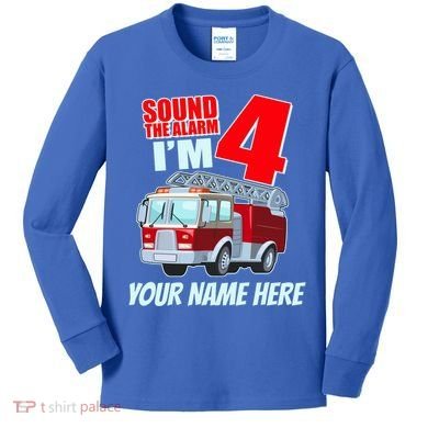 Personalized Custom Name Cute Funny Sound The Alarm I'm 4 Four Kids Long Sleeve Shirt