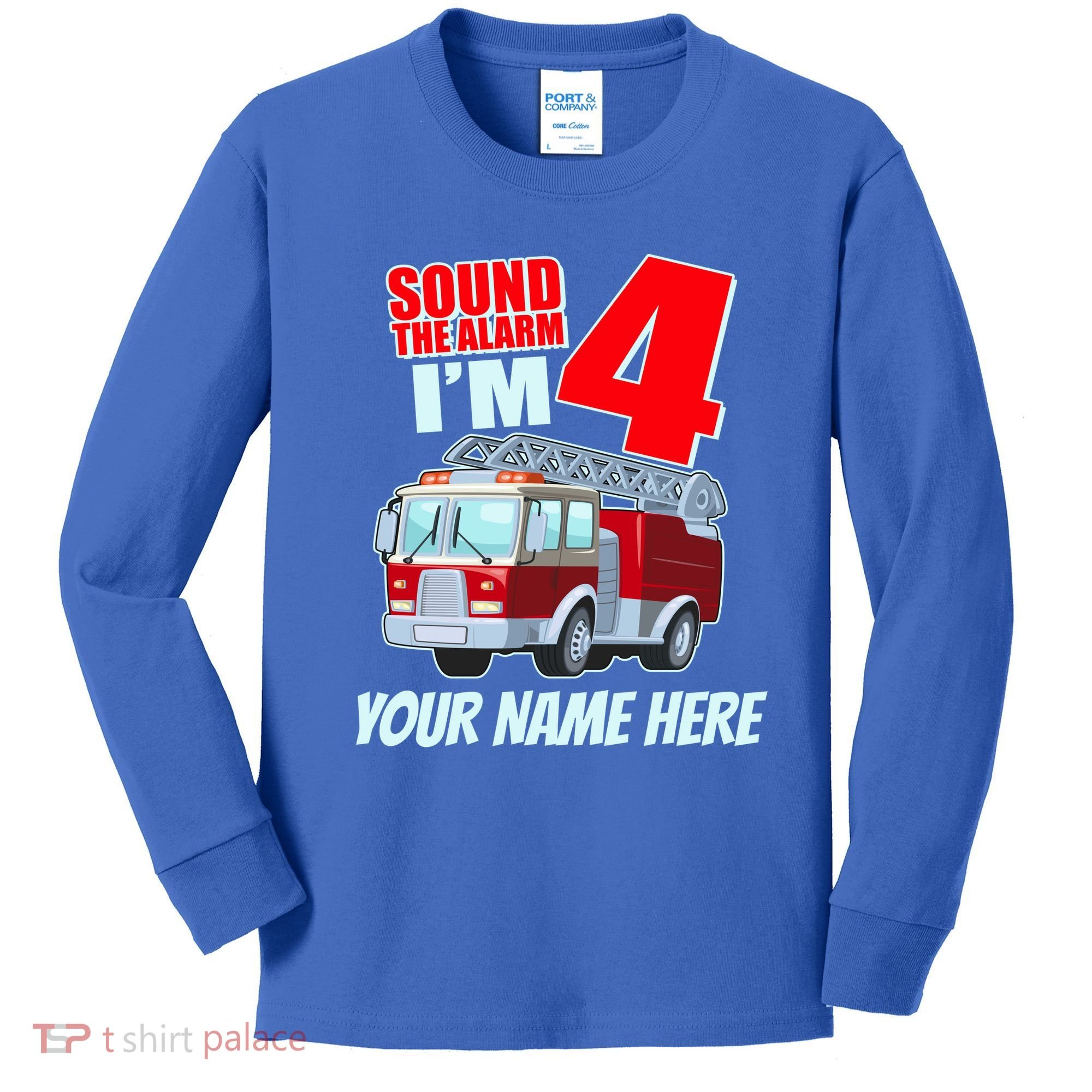 Personalized Custom Name Cute Funny Sound The Alarm I'm 4 Four Kids Long Sleeve Shirt