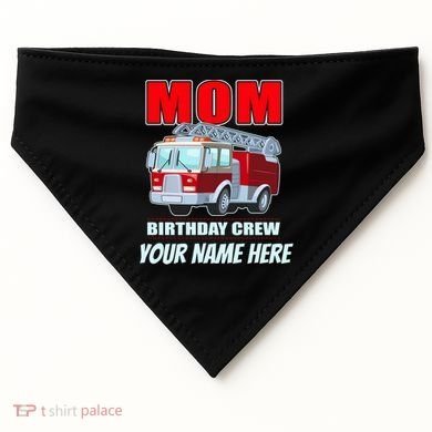 Personalized Custom Name Cute Funny Mom Birthday Crew Firetruck USA-Made Doggie Bandana