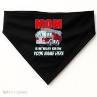 Personalized Custom Name Cute Funny Mom Birthday Crew Firetruck USA-Made Doggie Bandana thumb 0