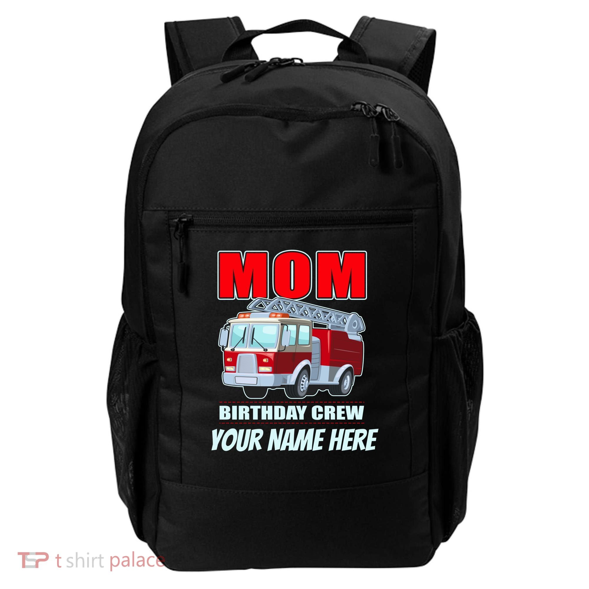 Personalized Custom Name Cute Funny Mom Birthday Crew Firetruck Backpack