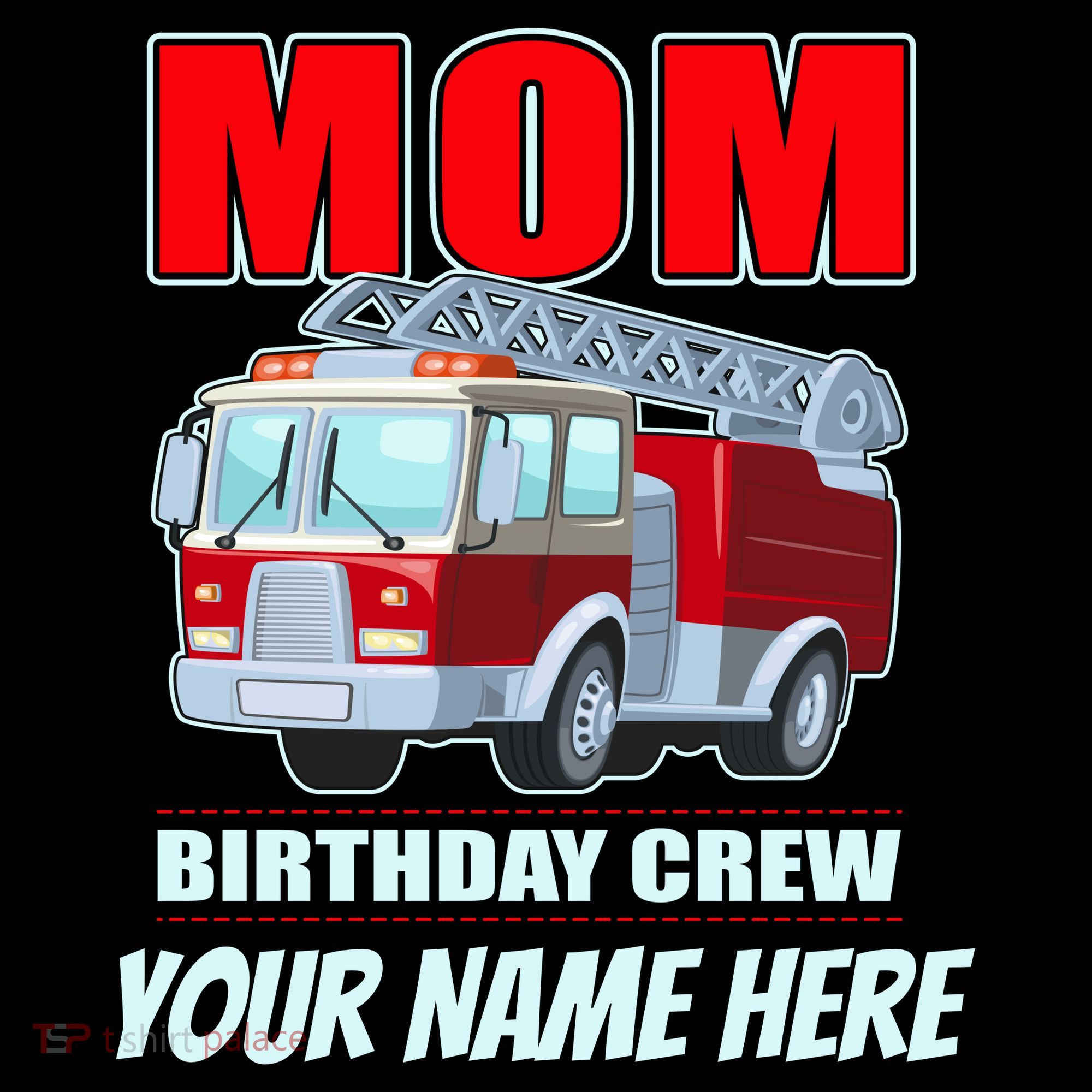 Personalized Custom Name Cute Funny Mom Birthday Crew Firetruck Women's Hoodie