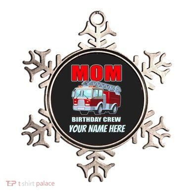 Personalized Custom Name Cute Funny Mom Birthday Crew Firetruck Ornament