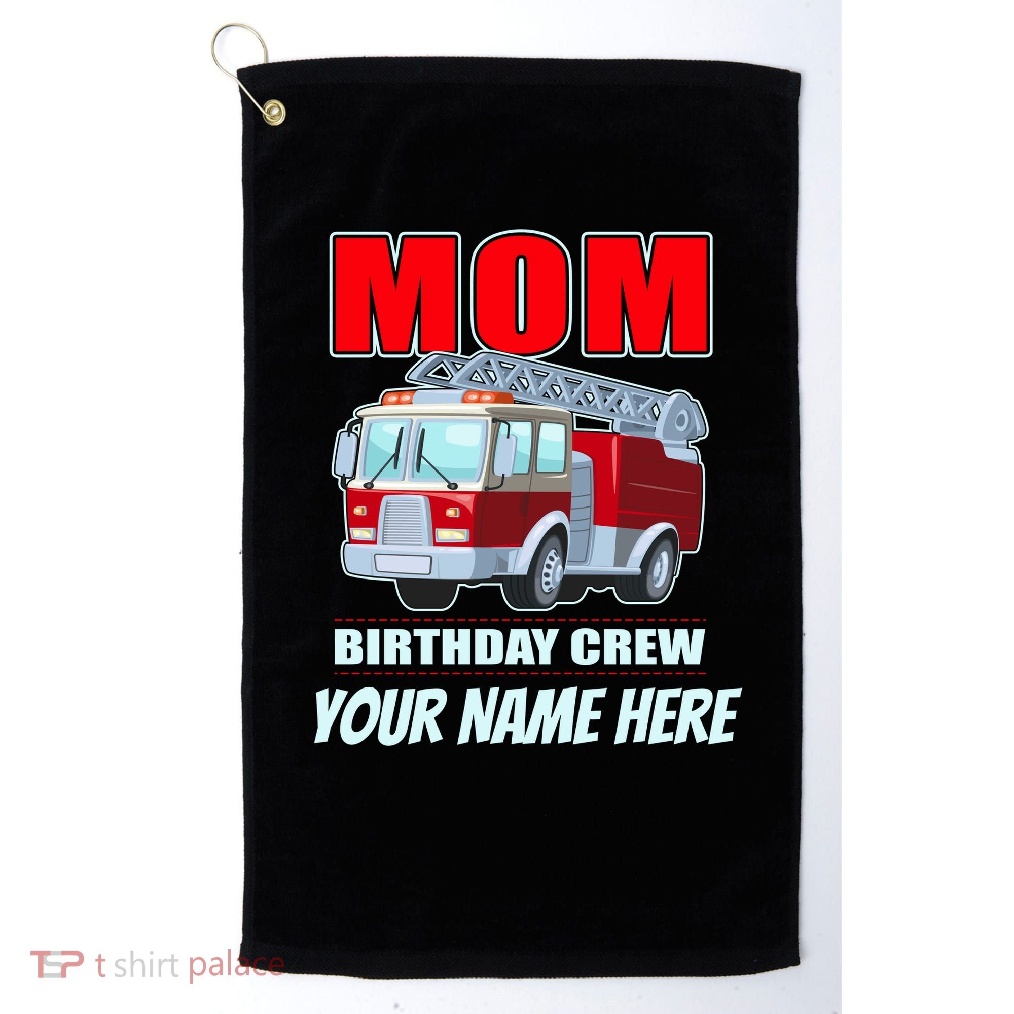Personalized Custom Name Cute Funny Mom Birthday Crew Firetruck Golf Towel