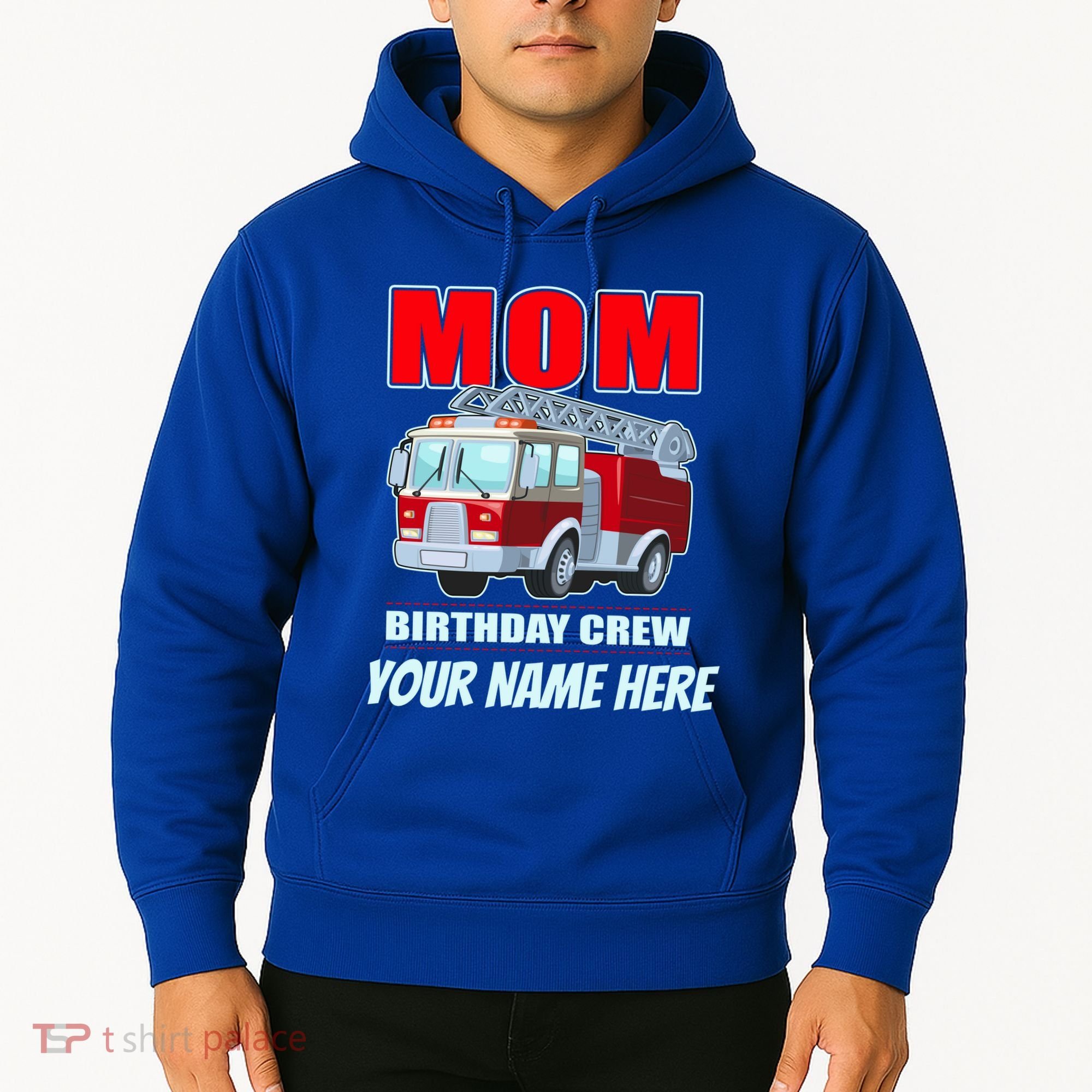 Personalized Custom Name Cute Funny Mom Birthday Crew Firetruck Hoodie