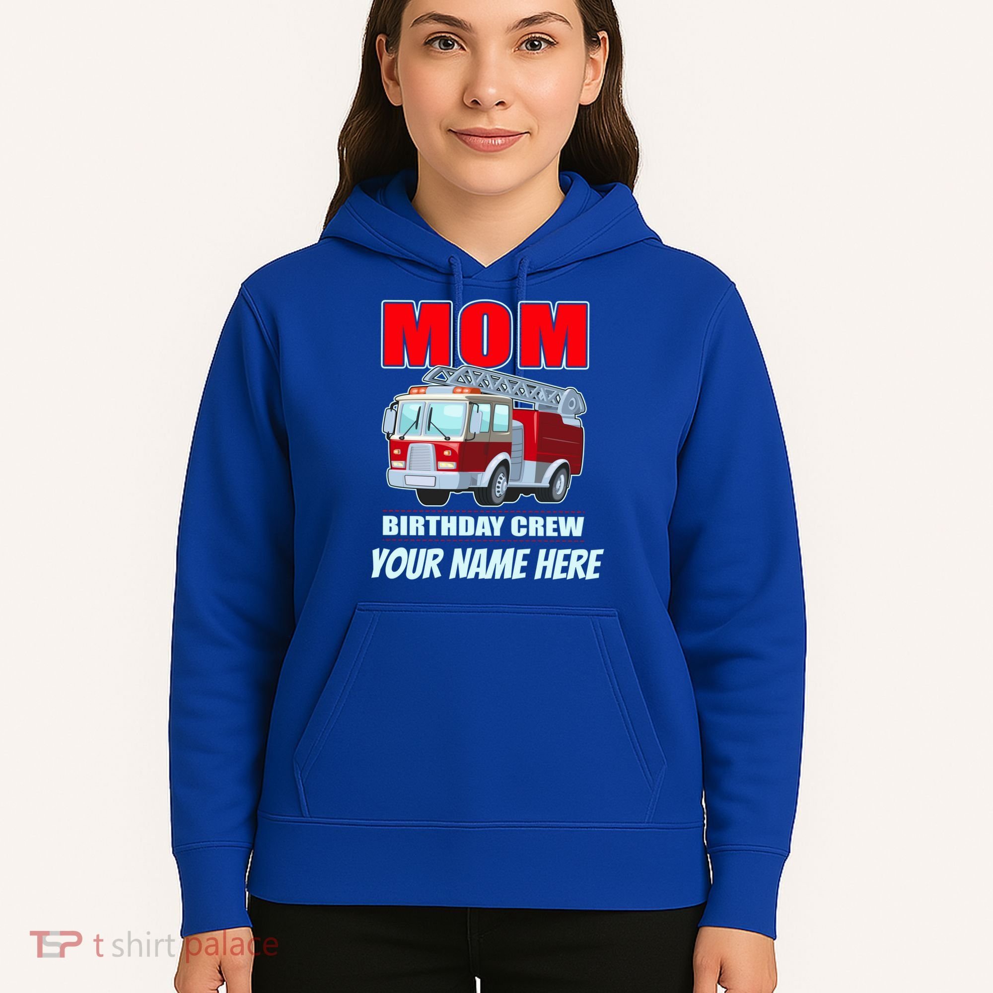 Personalized Custom Name Cute Funny Mom Birthday Crew Firetruck Hoodie