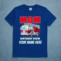 Personalized Custom Name Cute Funny Mom Birthday Crew Firetruck T-Shirt thumb 5