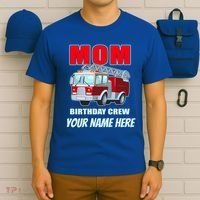Personalized Custom Name Cute Funny Mom Birthday Crew Firetruck T-Shirt thumb 6