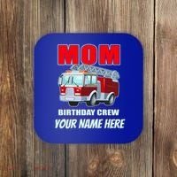 Personalized Custom Name Cute Funny Mom Birthday Crew Firetruck Coaster thumb 0