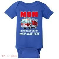 Personalized Custom Name Cute Funny Mom Birthday Crew Firetruck Baby Bodysuit thumb 0
