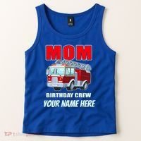Personalized Custom Name Cute Funny Mom Birthday Crew Firetruck Tank Top thumb 2
