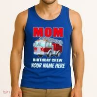 Personalized Custom Name Cute Funny Mom Birthday Crew Firetruck Tank Top thumb 3