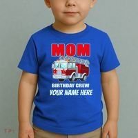 Personalized Custom Name Cute Funny Mom Birthday Crew Firetruck Toddler T-Shirt thumb 2