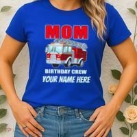 Personalized Custom Name Cute Funny Mom Birthday Crew Firetruck Women's T-Shirt thumb 2