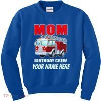 Personalized Custom Name Cute Funny Mom Birthday Crew Firetruck Kids Sweatshirt thumb 0