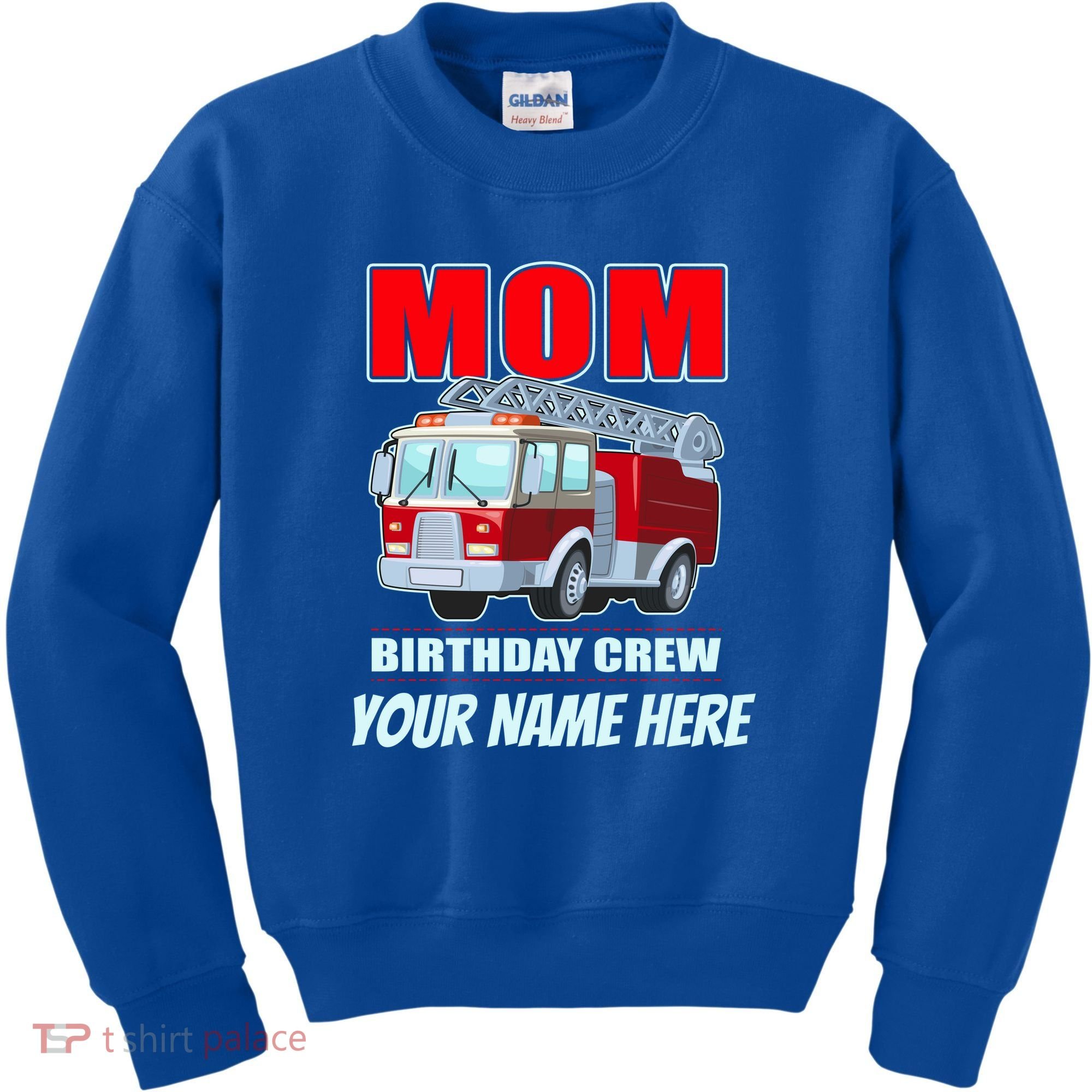 Personalized Custom Name Cute Funny Mom Birthday Crew Firetruck Kids Sweatshirt