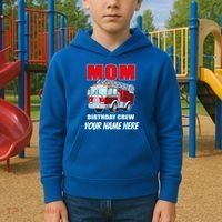 Personalized Custom Name Cute Funny Mom Birthday Crew Firetruck Kids Hoodie thumb 2
