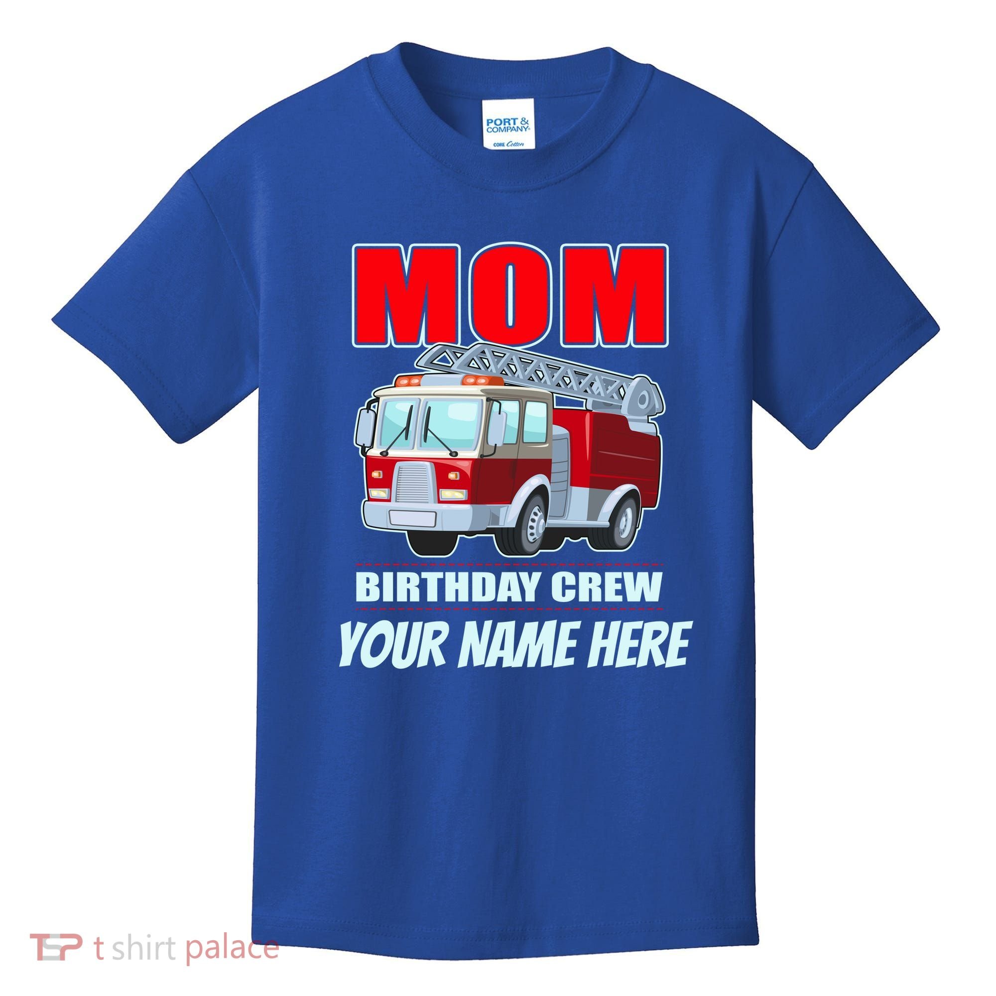 Personalized Custom Name Cute Funny Mom Birthday Crew Firetruck Kids T-Shirt