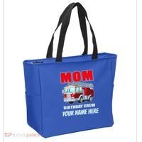 Personalized Custom Name Cute Funny Mom Birthday Crew Firetruck Tote Bag thumb 2