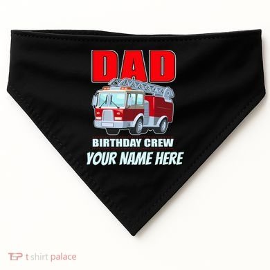 Personalized Custom Name Dad Funny Birthday Crew Firetruck USA-Made Doggie Bandana