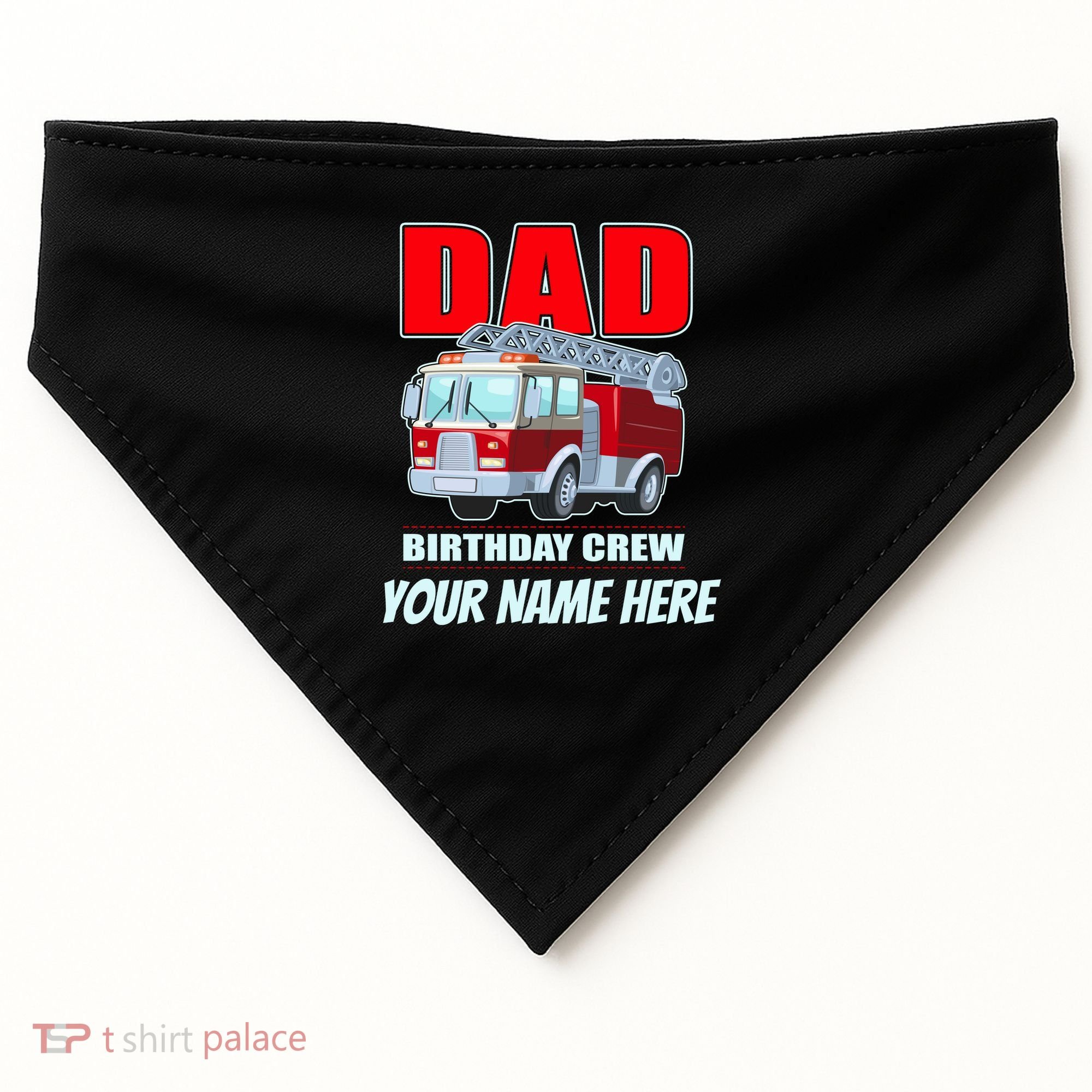 Personalized Custom Name Dad Funny Birthday Crew Firetruck USA-Made Doggie Bandana