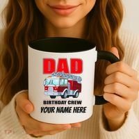 Personalized Custom Name Dad Funny Birthday Crew Firetruck Coffee Mug thumb 3