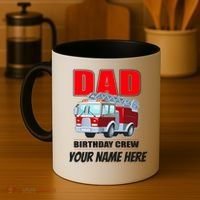 Personalized Custom Name Dad Funny Birthday Crew Firetruck Coffee Mug thumb 4