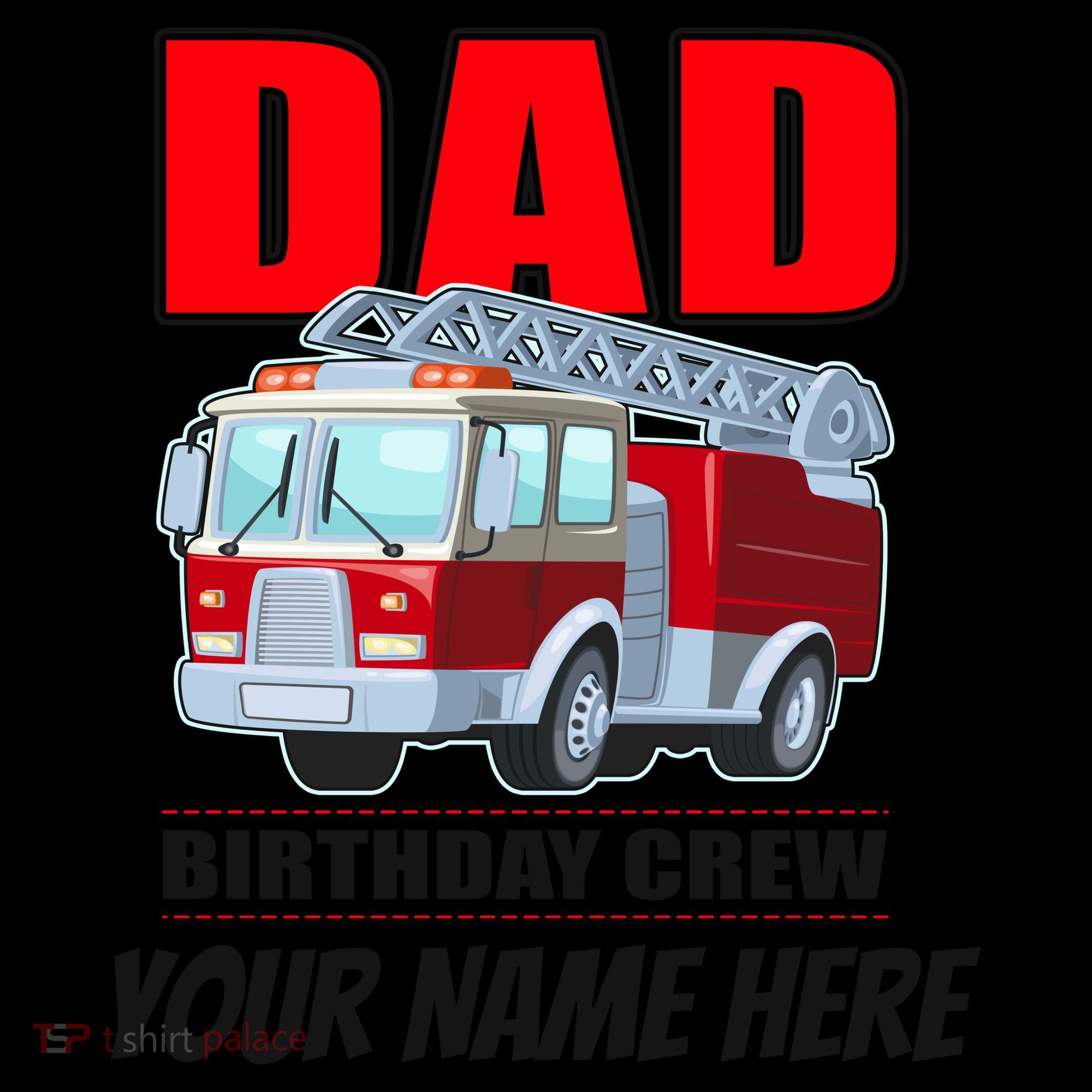 Personalized Custom Name Dad Funny Birthday Crew Firetruck Coffee Mug
