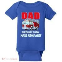 Personalized Custom Name Dad Funny Birthday Crew Firetruck Baby Bodysuit thumb 0