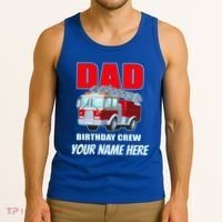 Personalized Custom Name Dad Funny Birthday Crew Firetruck Tank Top thumb 3