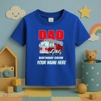 Personalized Custom Name Dad Funny Birthday Crew Firetruck Toddler T-Shirt thumb 3
