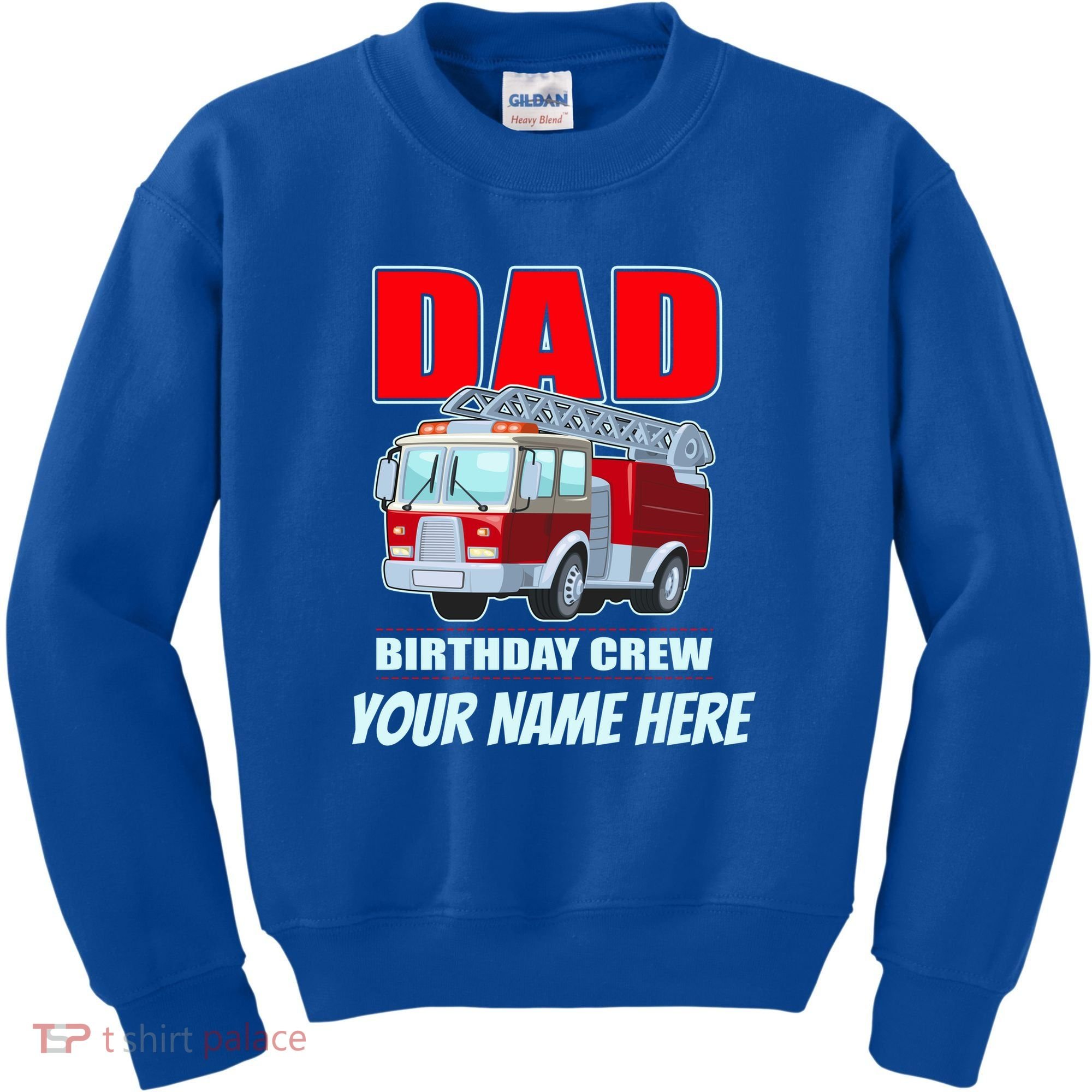 Personalized Custom Name Dad Funny Birthday Crew Firetruck Kids Sweatshirt