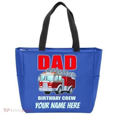 Personalized Custom Name Dad Funny Birthday Crew Firetruck Tote Bag