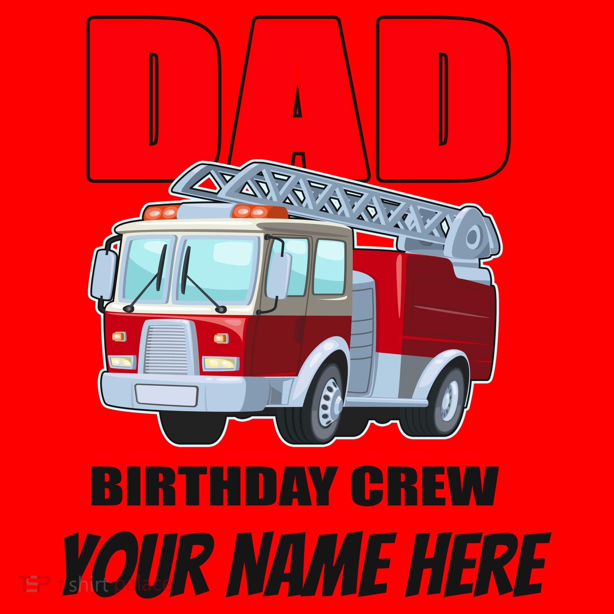 Personalized Custom Name Dad Funny Birthday Crew Firetruck Santa Hat