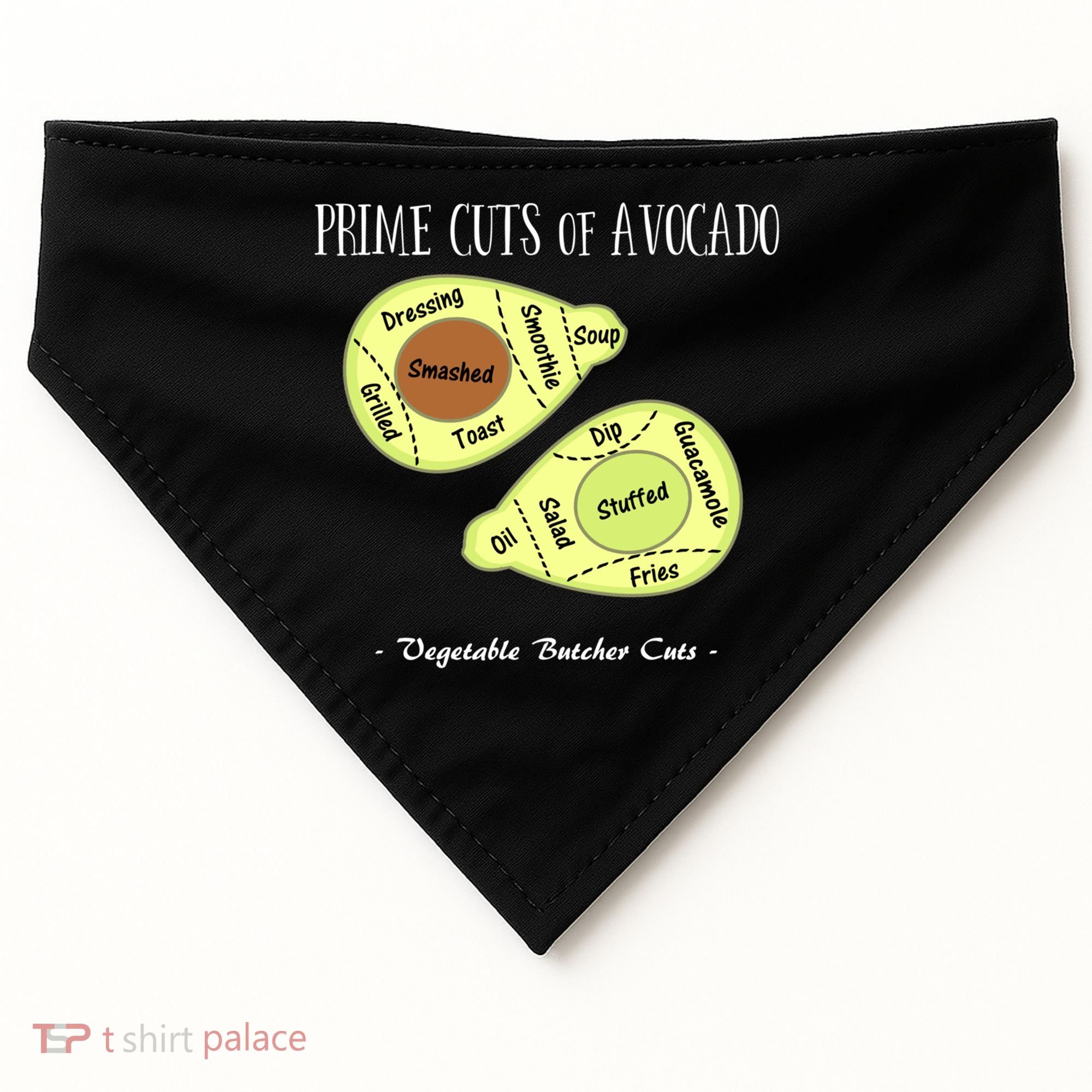 Prime Cuts Of Avocado Butcher Cuts Vegetarian Vegan Cool Gift USA-Made Doggie Bandana