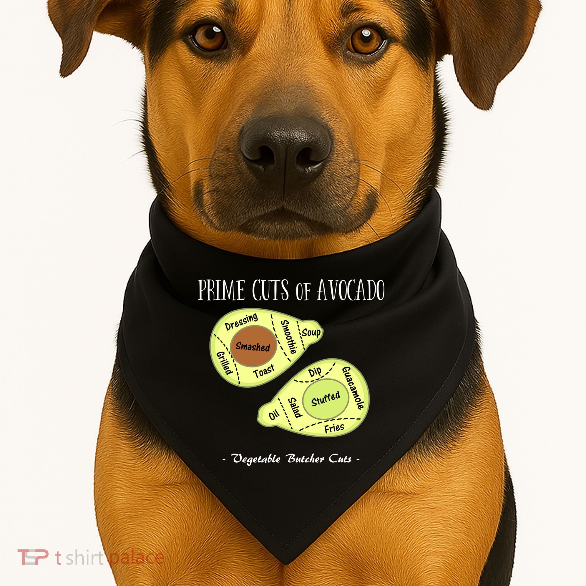 Prime Cuts Of Avocado Butcher Cuts Vegetarian Vegan Cool Gift USA-Made Doggie Bandana