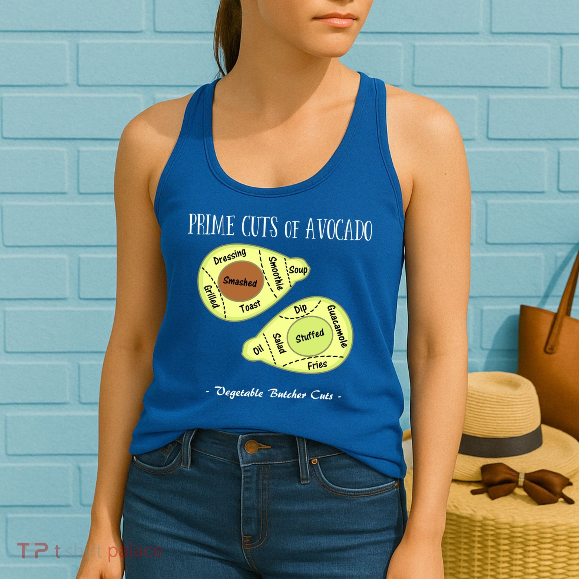 Prime Cuts Of Avocado Butcher Cuts Vegetarian Vegan Cool Gift Women's Tank Top