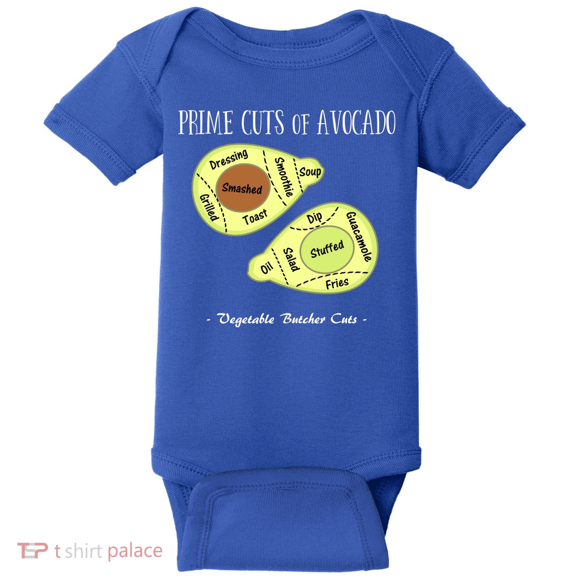 Prime Cuts Of Avocado Butcher Cuts Vegetarian Vegan Cool Gift Baby Bodysuit
