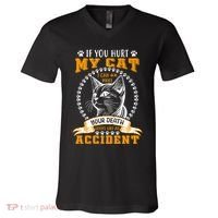 Protective Cat Owner Message V-Neck T-Shirt thumb 0