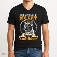 Protective Cat Owner Message V-Neck T-Shirt thumb 2