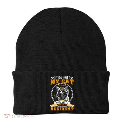 Protective Cat Owner Message Beanie